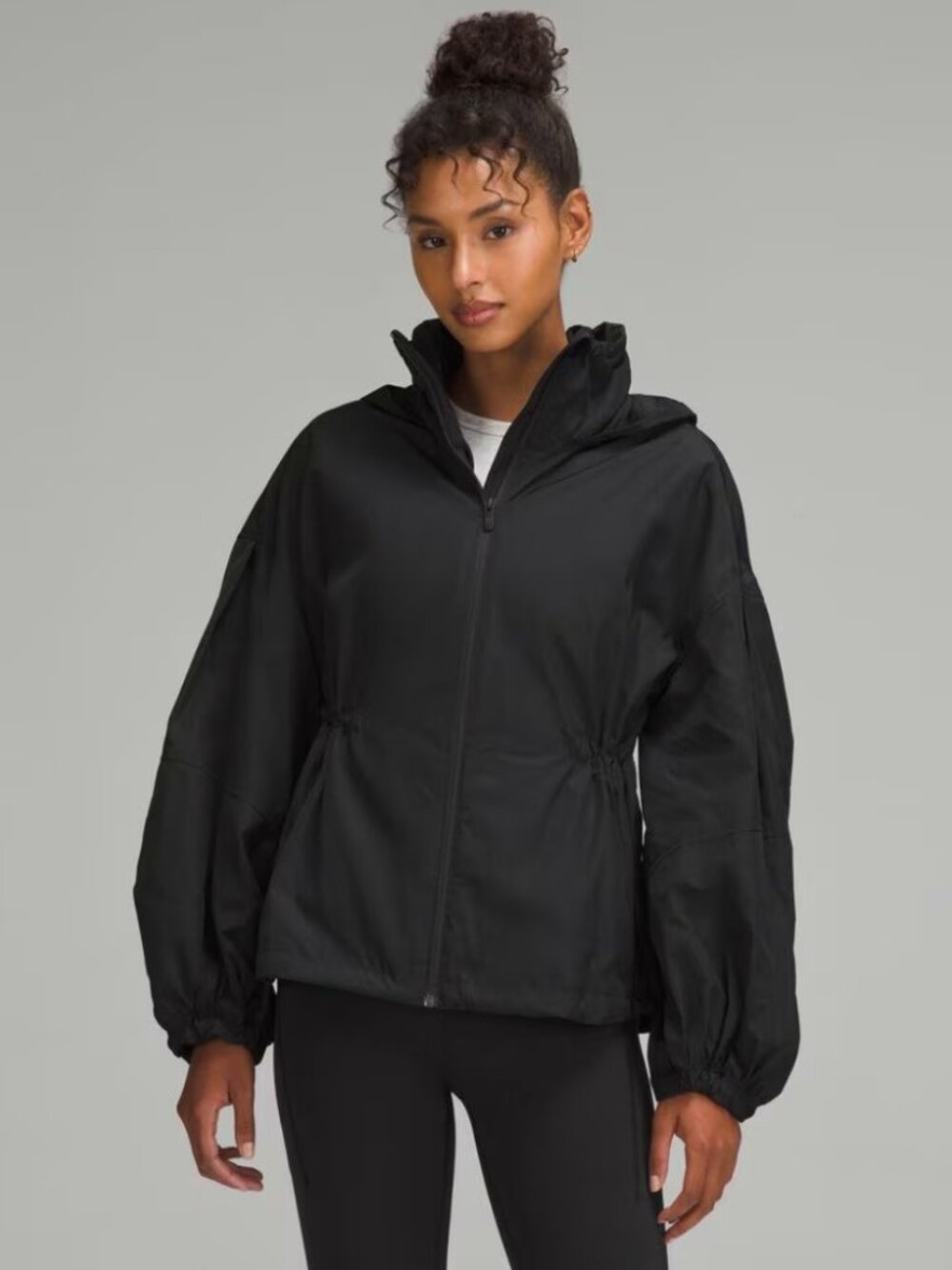 Lululemon Lightweight Cinch-Waist Jacket Black Full Zip Lightweight Outdoor Sz 2